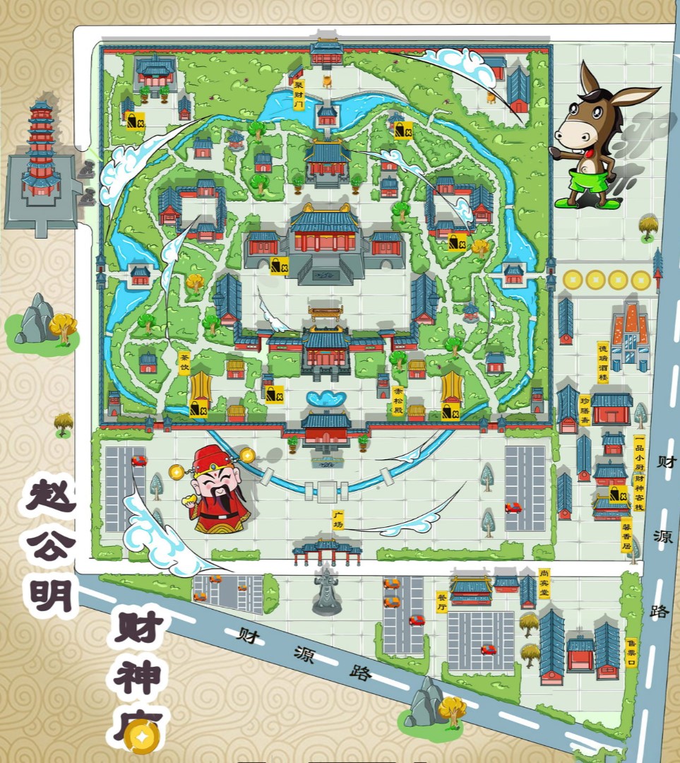 修武寺庙类手绘地图